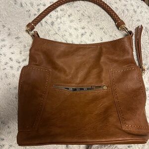 Miztique Tan Shoulder Bag with Braided Handle